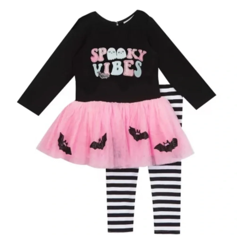 COUNTING DAISIES Girls' Halloween Spooky Vibes Tutu and Legging set size-various